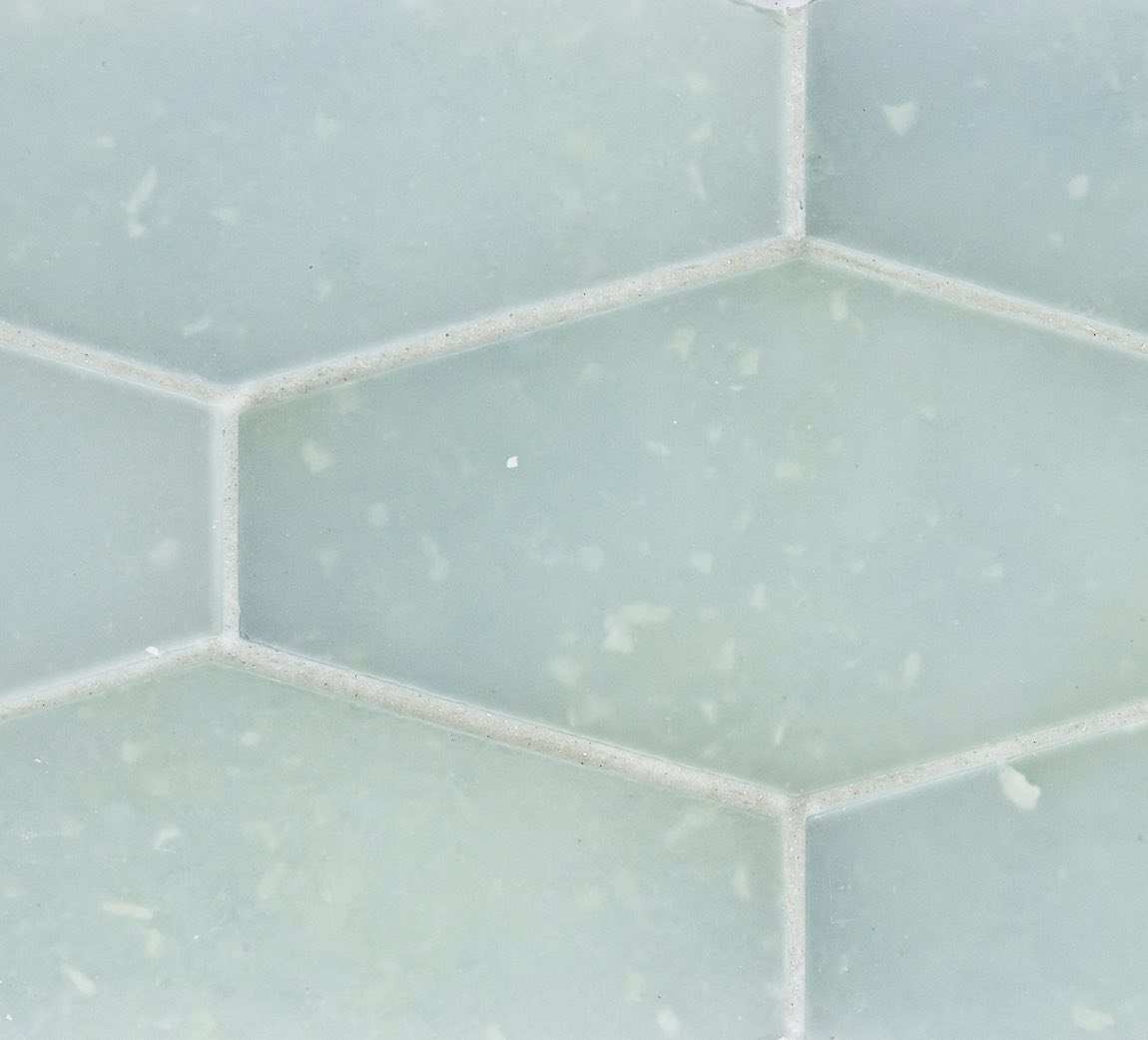 Fluid Elongated Hex Glass Tile Frosted Lake Large