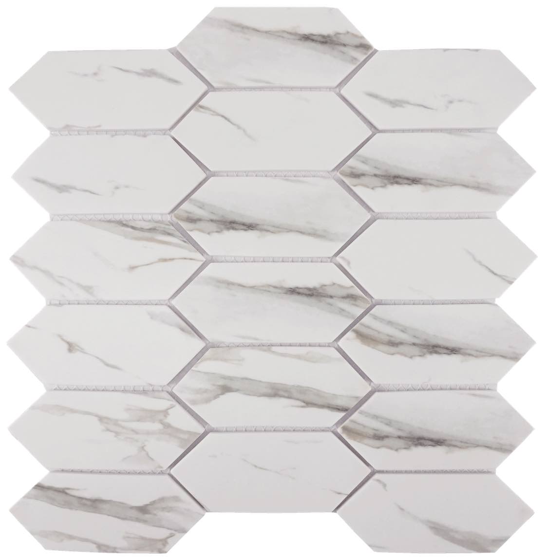 Recycled Glass Tile Calacatta Picket