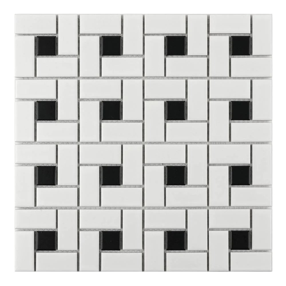 Essentials Black and White Dot Pinwheel Tile