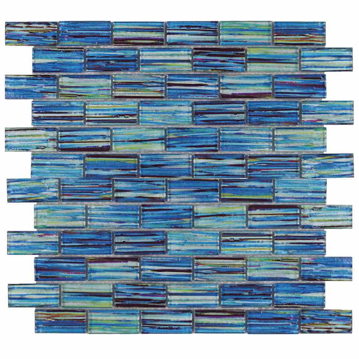 Glass Pool Mosaic Tile Waves Sea 1x2