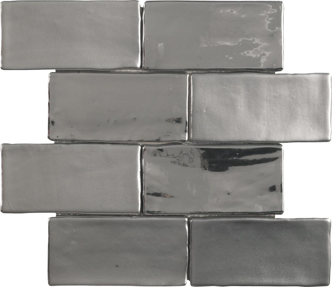 Subway Mosaic Tile Metallic Silver 3x6