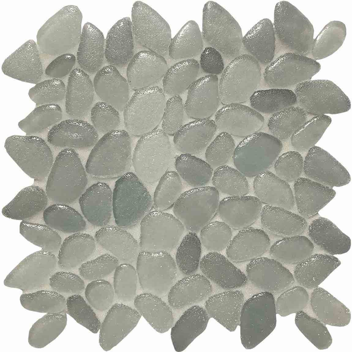 Glass Pebble Mosaic Tile Silver