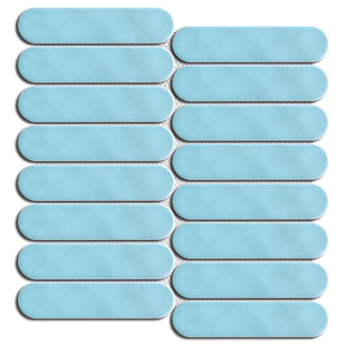 Vintage Ceramic Mosaic Tile Sky Blue 12x12 in a gloss finish for bathroom and shower walls