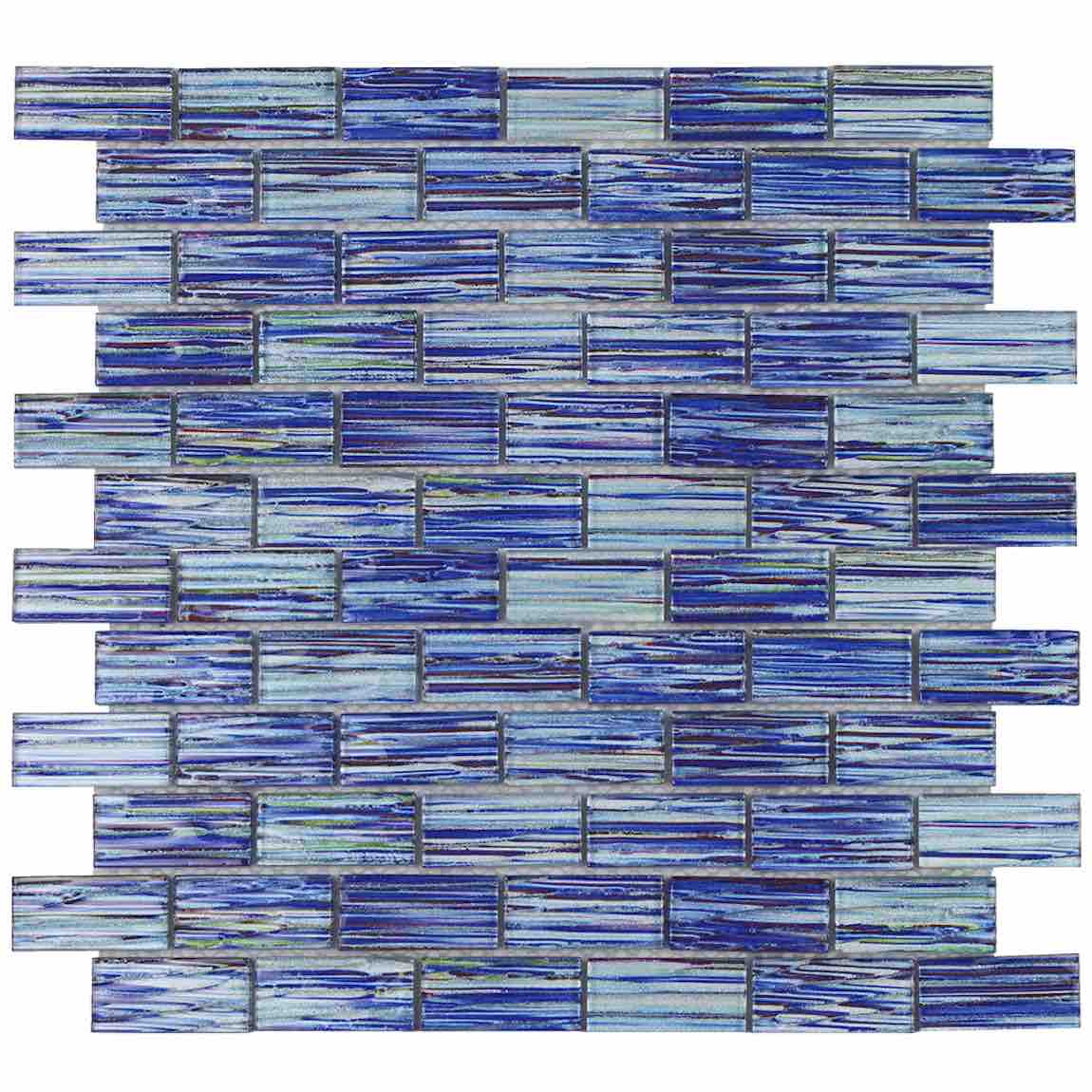 Glass Pool Mosaic Tile Waves Ultramarine 1x2