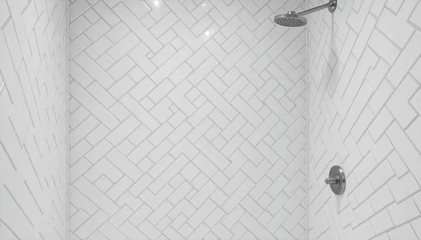 Herringbone Mosaic Tile Vintage Pearl White