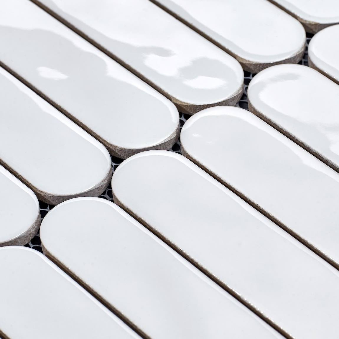 Vintage Ceramic Mosaic Tile White 12x12 in a gloss finish for the kitchen backsplash, bathroom, and shower walls