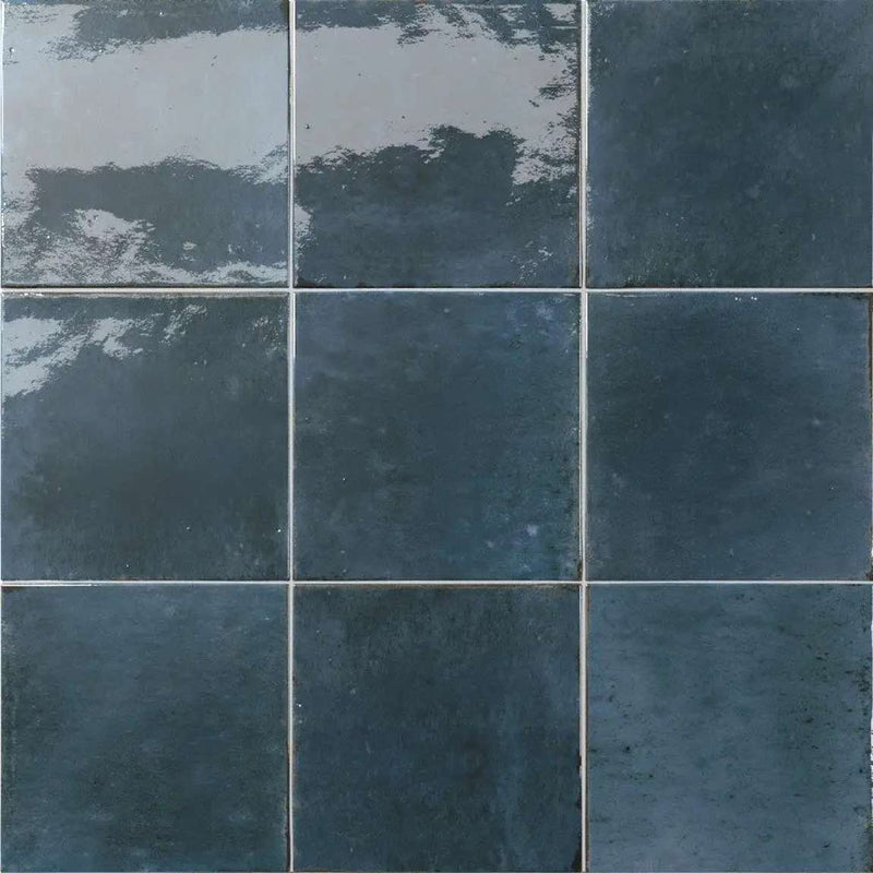 Zellij Distressed Porcelain Tile Blue Lake 6x6 for bathroom and shower