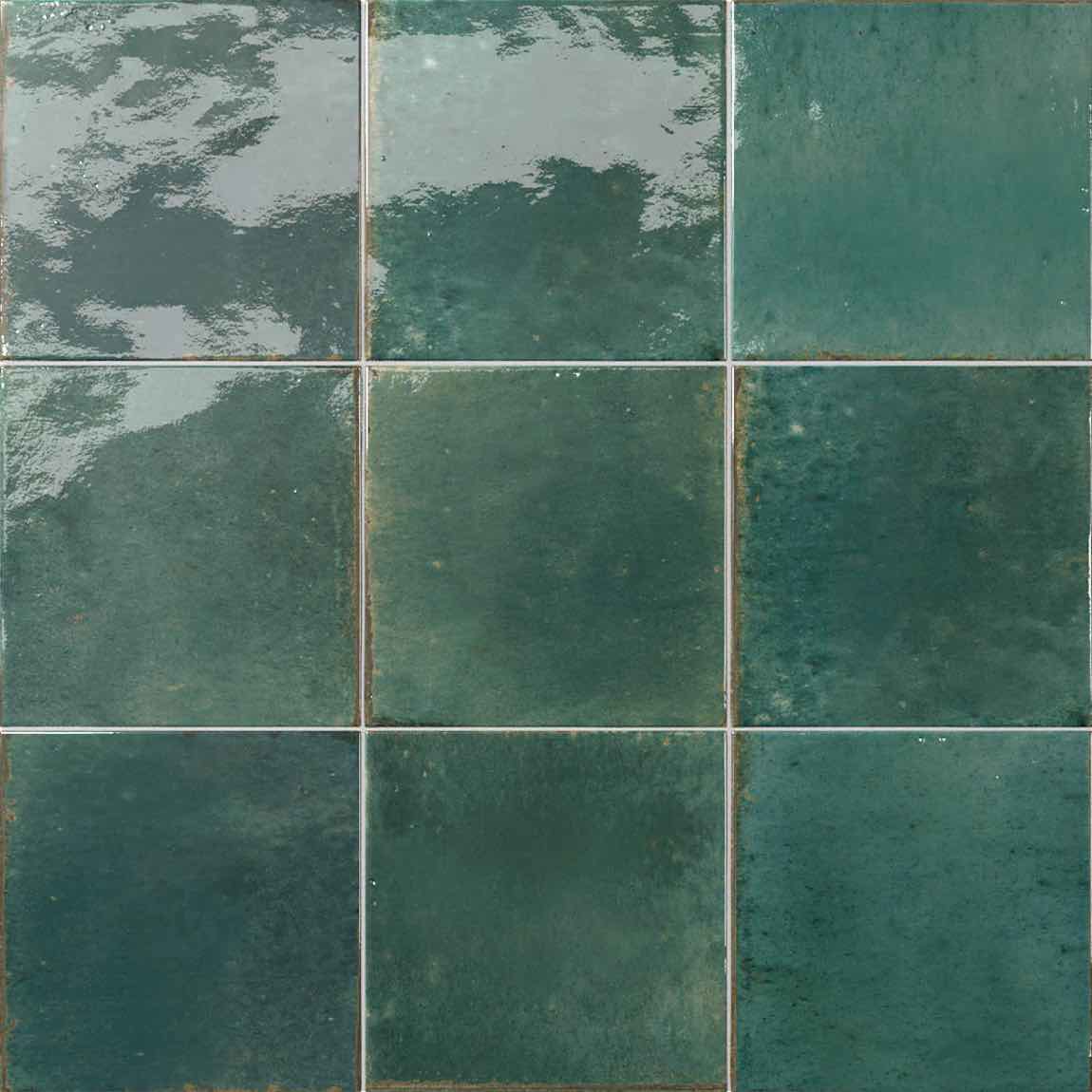 Zellij Distressed Porcelain Tile Rainforest 6x6 for pools, spas, bathrooms, and showers