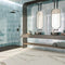 Zellij Distressed Subway Tile Aqua 2.8x11 featured on a contemporary bathroom and shower wall