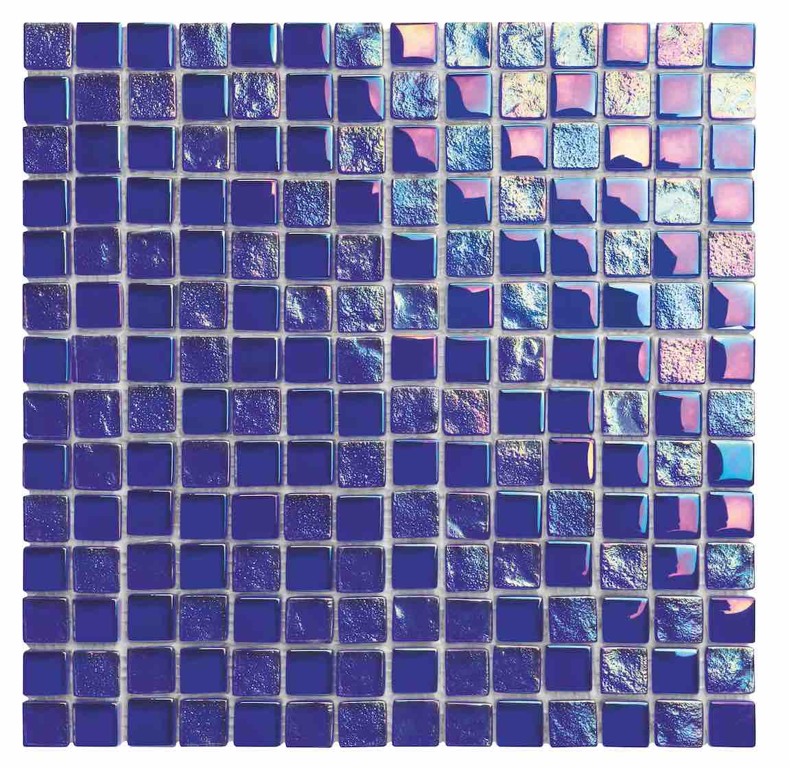 Reflections Iridescent Glass Tile Cobalt 1x1 for swimming pool and spas