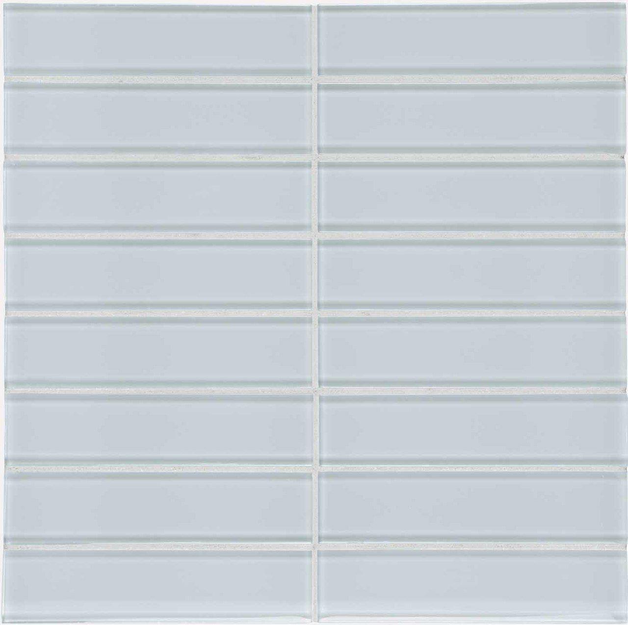 Glass Mosaic Tile Stacked Soft Blue 1.5 x 6