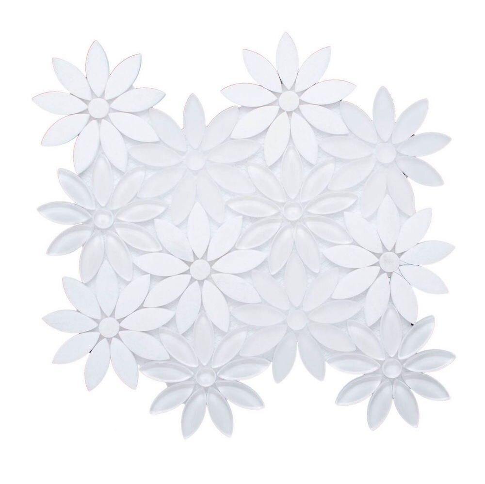 Waterjet Flower Mosaic Tile Arctic