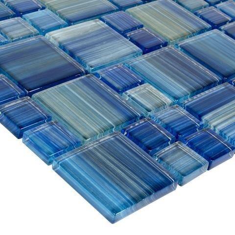 Glass Mosaic Tile Aquarella Blue for pool waterline