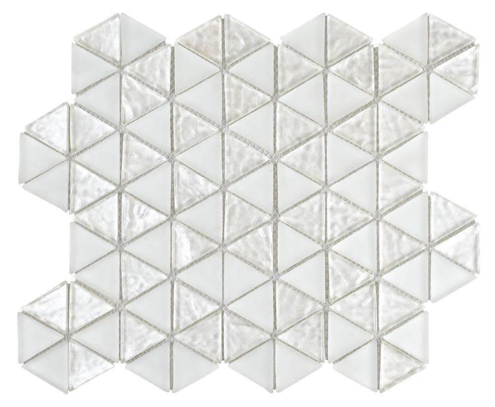 Glass Mosaic Tile Triangle White Pearl