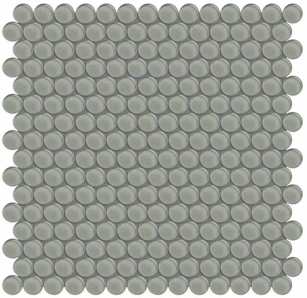 Glass Mosaic Tile Penny Round French Gray