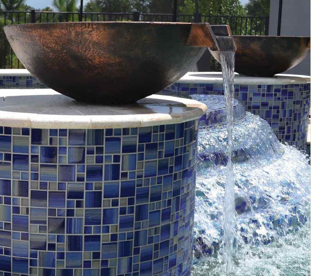 Blue Blend Glass Mosaic Tile Pattern