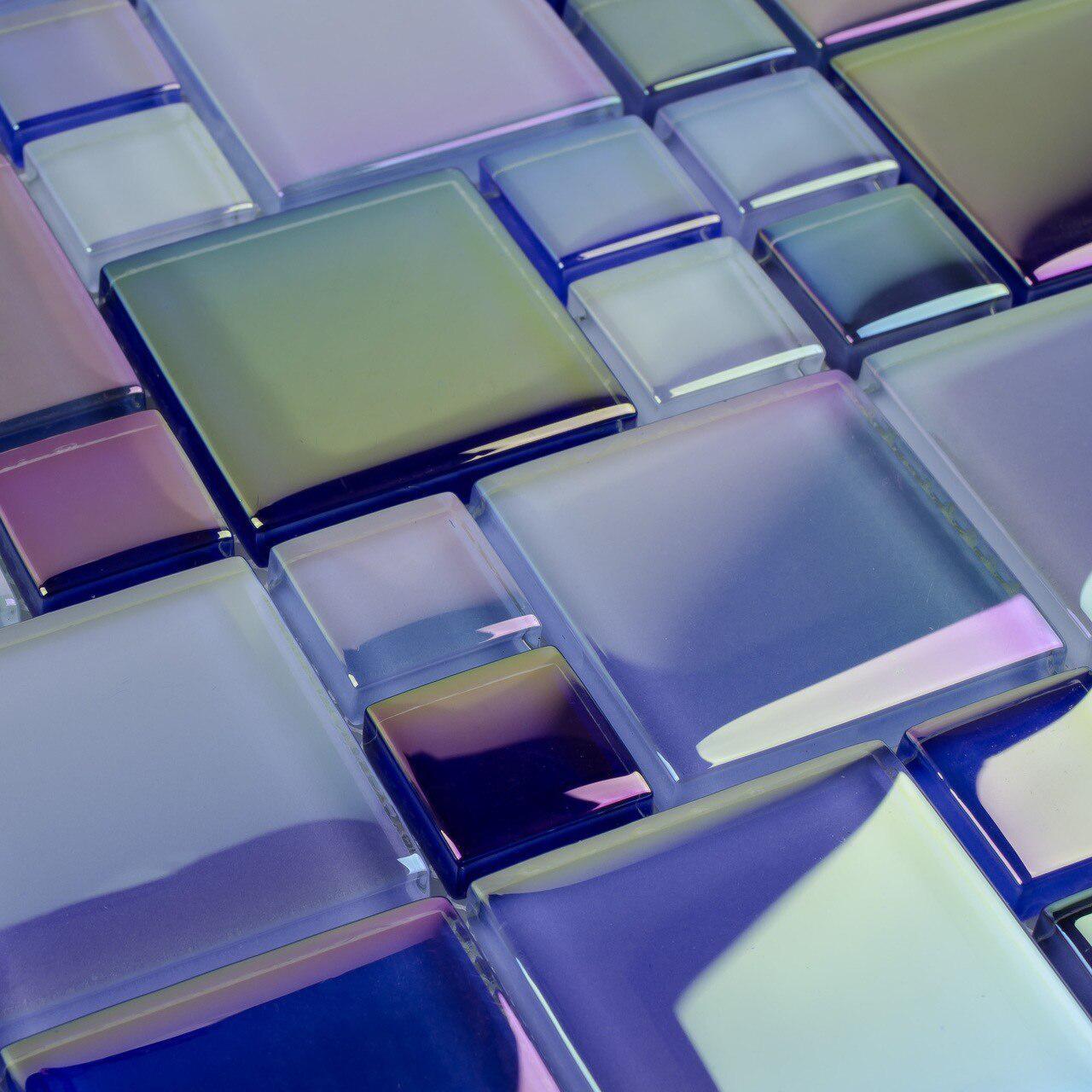 Glass Pool Tile Shimmer Blue Random