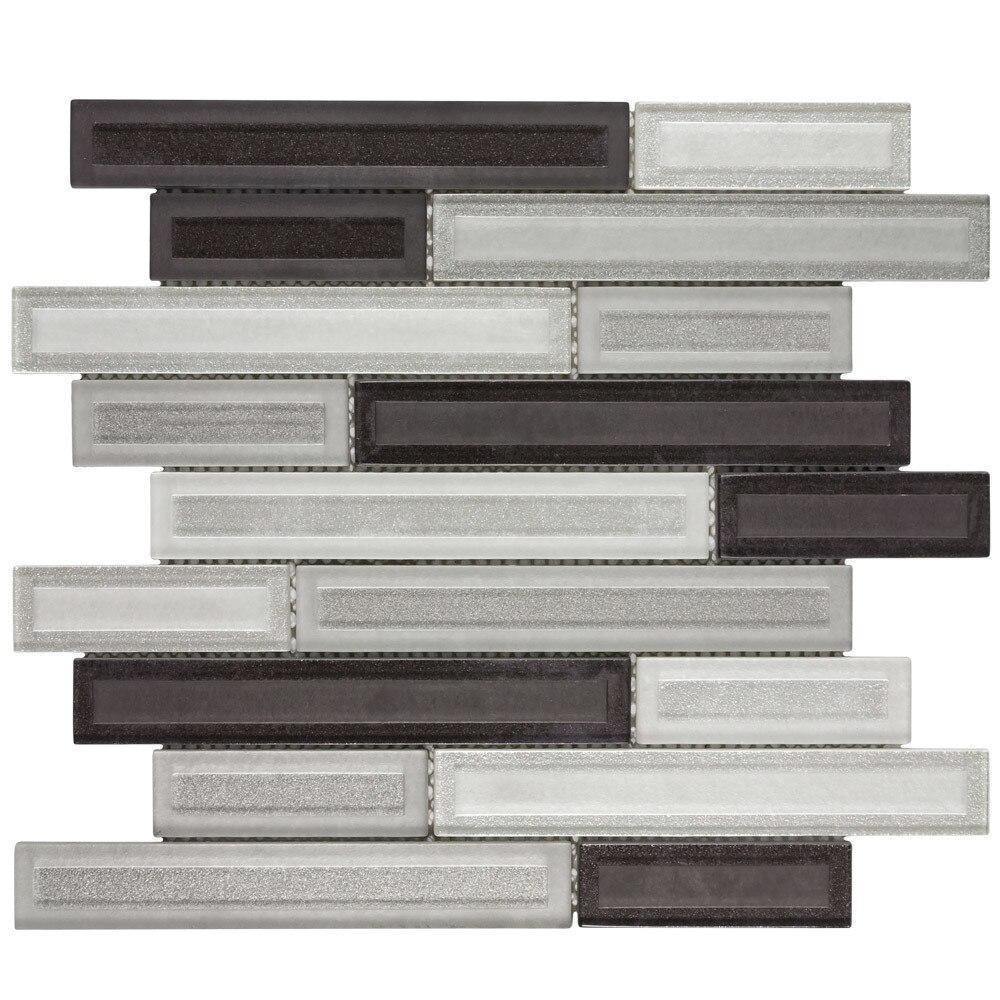 Glass Mosaic Tile Etched Charcoal