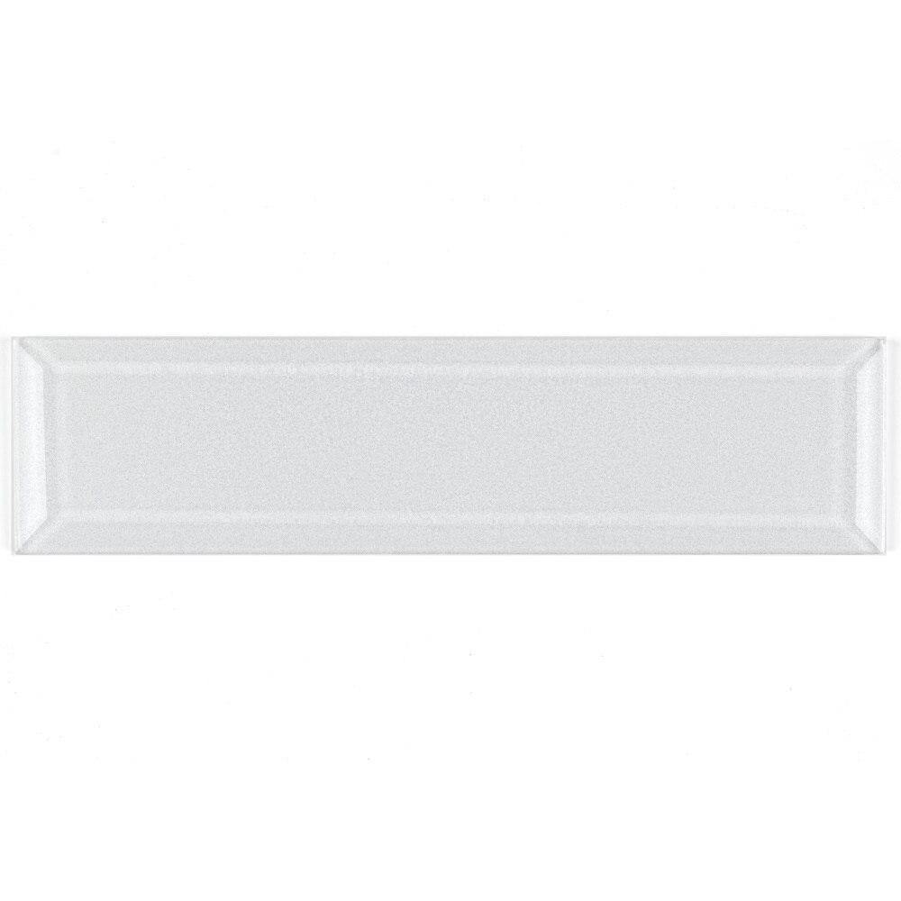 Beveled Glass Subway Tile White 3x12