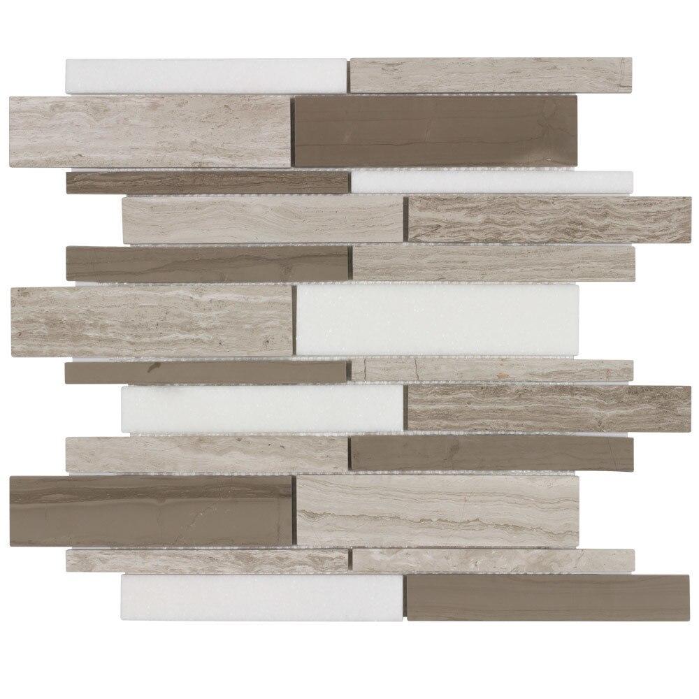 Stone Mosaic Wall Tile Grey Blend