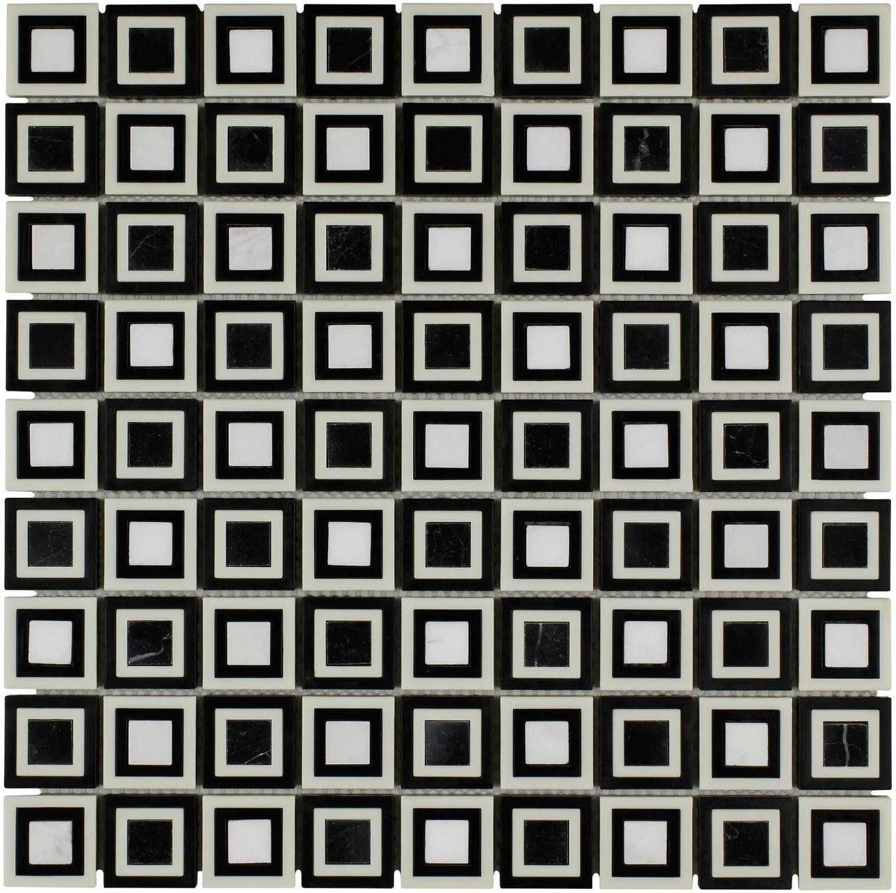 Black and White Cubes Mosaic Tile