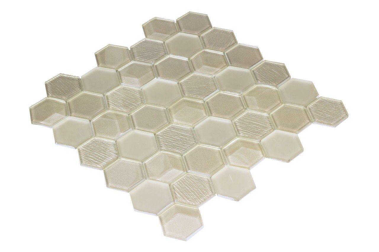 Glass Mosaic Tile Hexagon Champagne