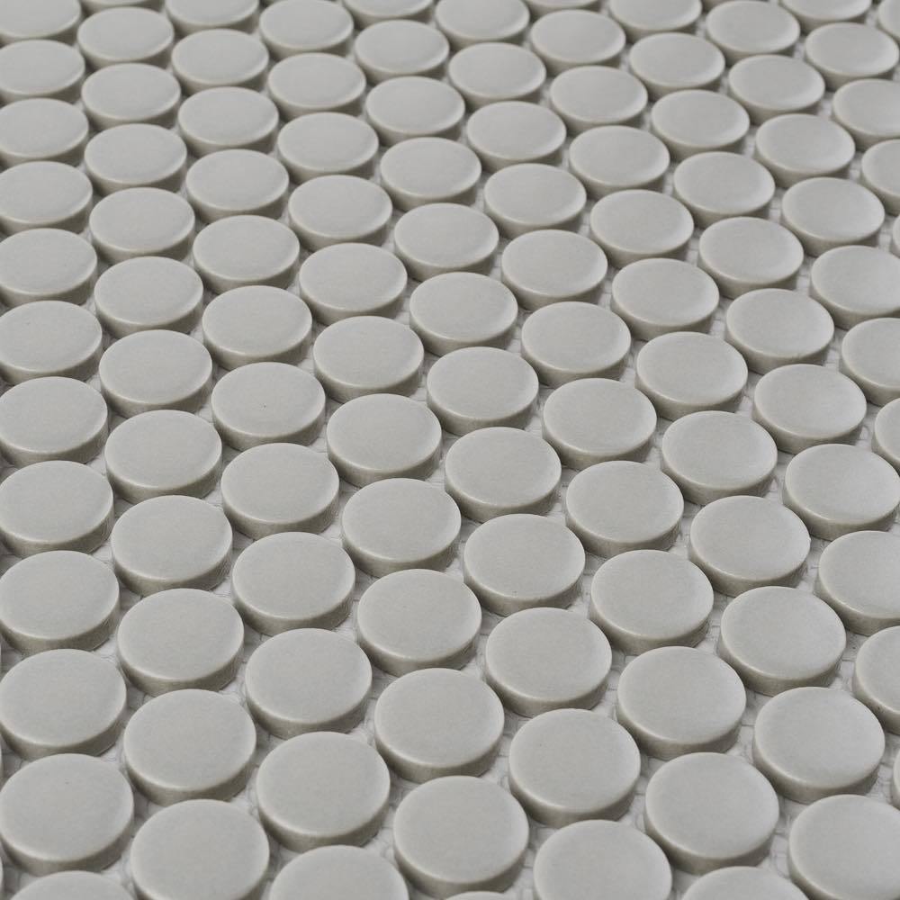 Penny Round Mosaic Tile Matte Gray