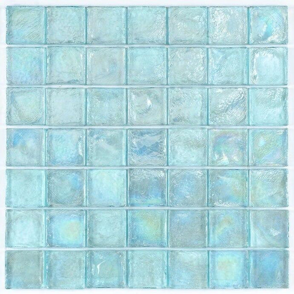 Iridescent Glass Mosaic Tile Aqua 2x2