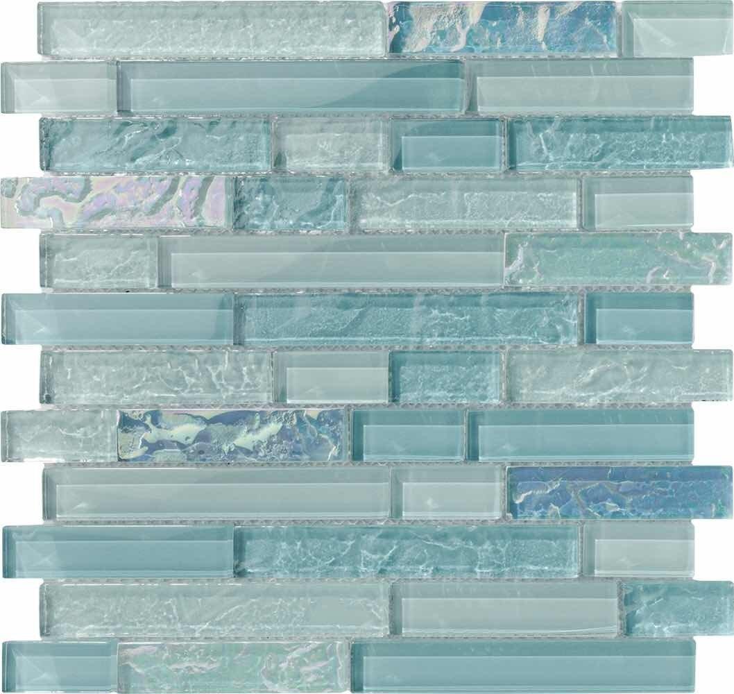 Glass Pool Mosaic Tile Sea Foam Linear Blend