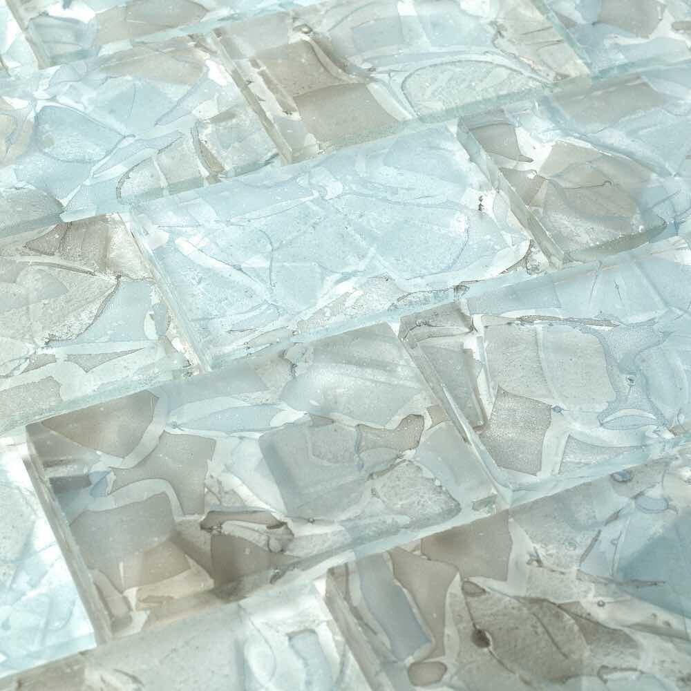 Liquid Glass Mosaic Tile Aqua 2 x 3