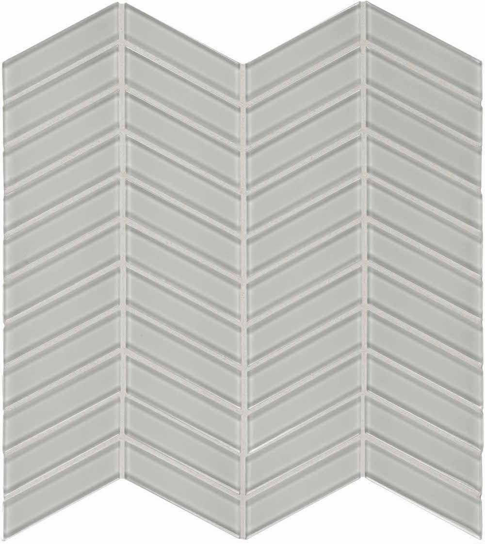 Glass Mosaic Tile Chevron White Moderne