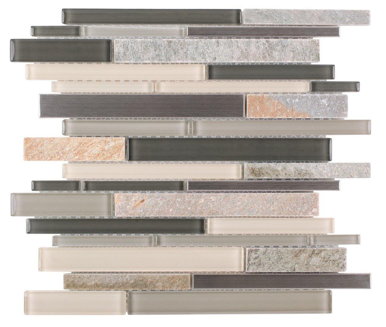 Glass Stone Stainless Mixed Tile Quartz | Mineral Tiles