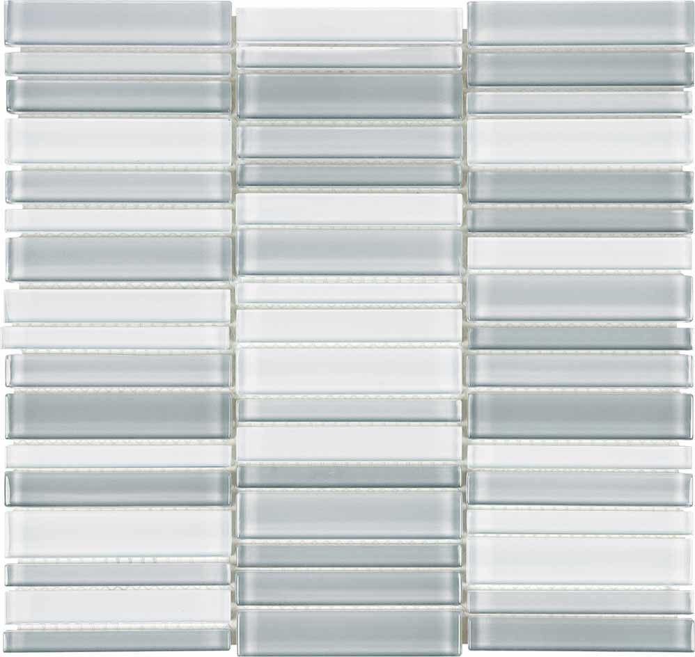 Glass Mosaic Tile Stacked Multi Grey