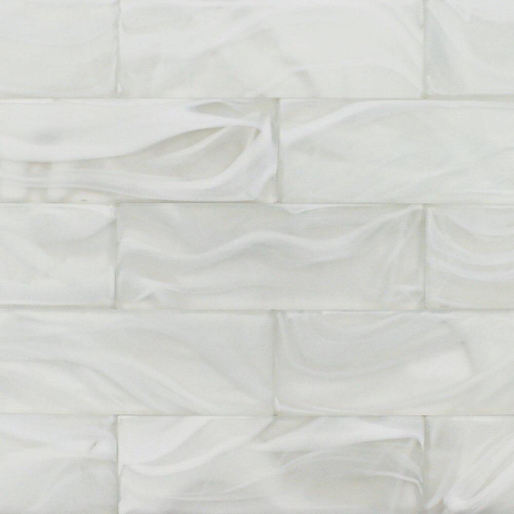 Glass Subway Tile Swirl Pearl 3 x 9