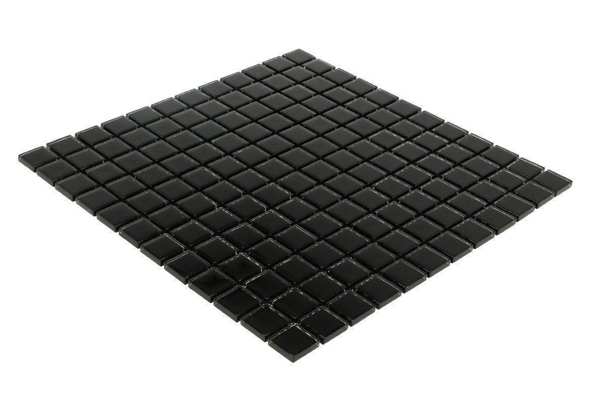 Glass Mosaic Tile Backsplash Black 1x1