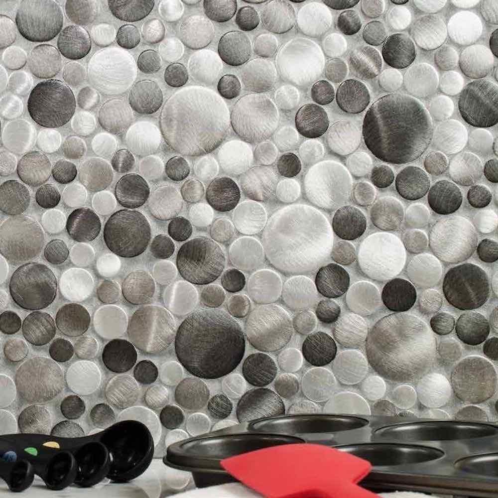 Brushed Spheres Aluminum Mosaic Tile