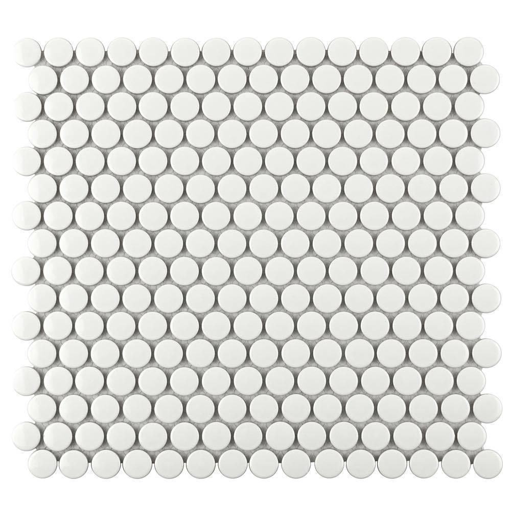 Penny Round Porcelain Tile Glossy White