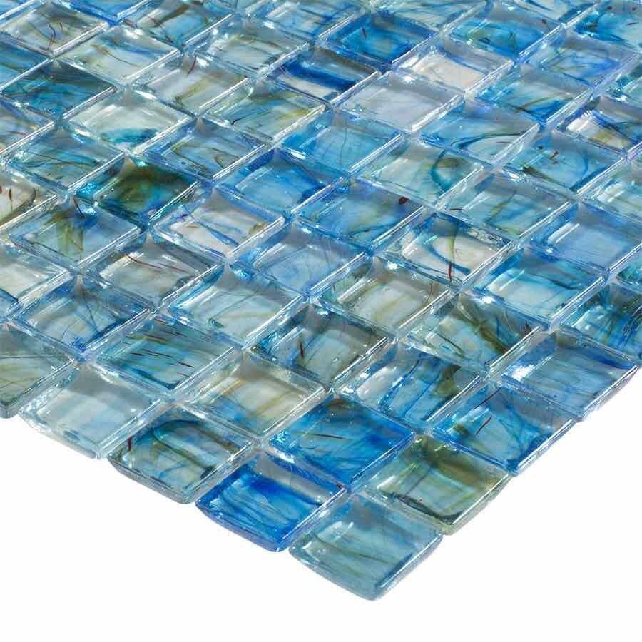 Clear Glass Mosaic Tile Stained Blue 12x12