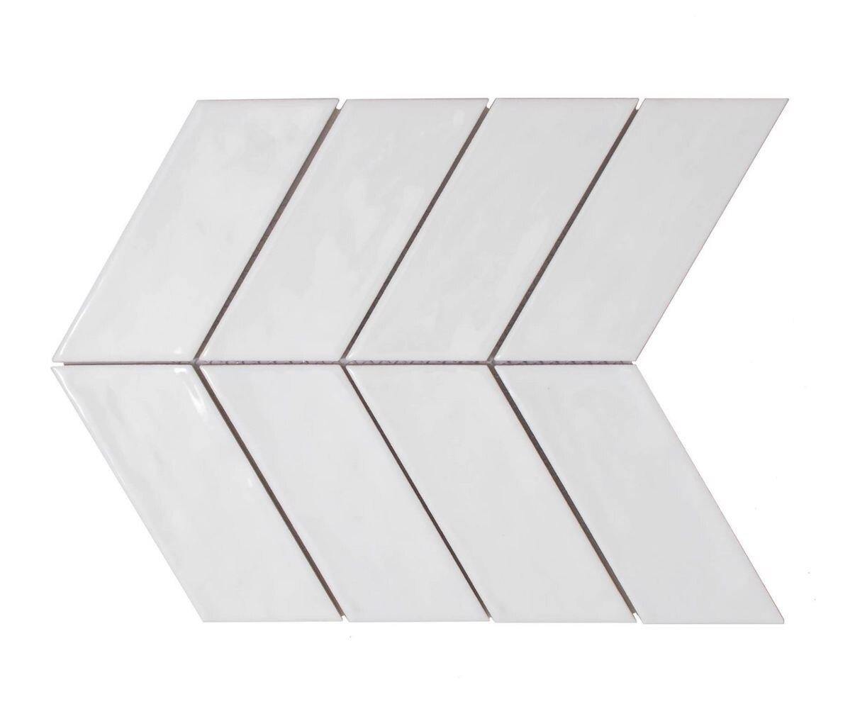 Chevron Ceramic Mosaic Wall Tile White