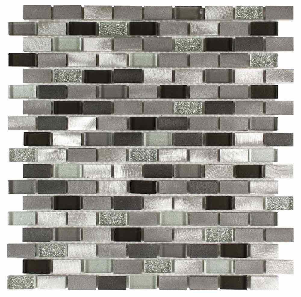 Aluminum Glass Mosaic Tile Silver Mix Mini