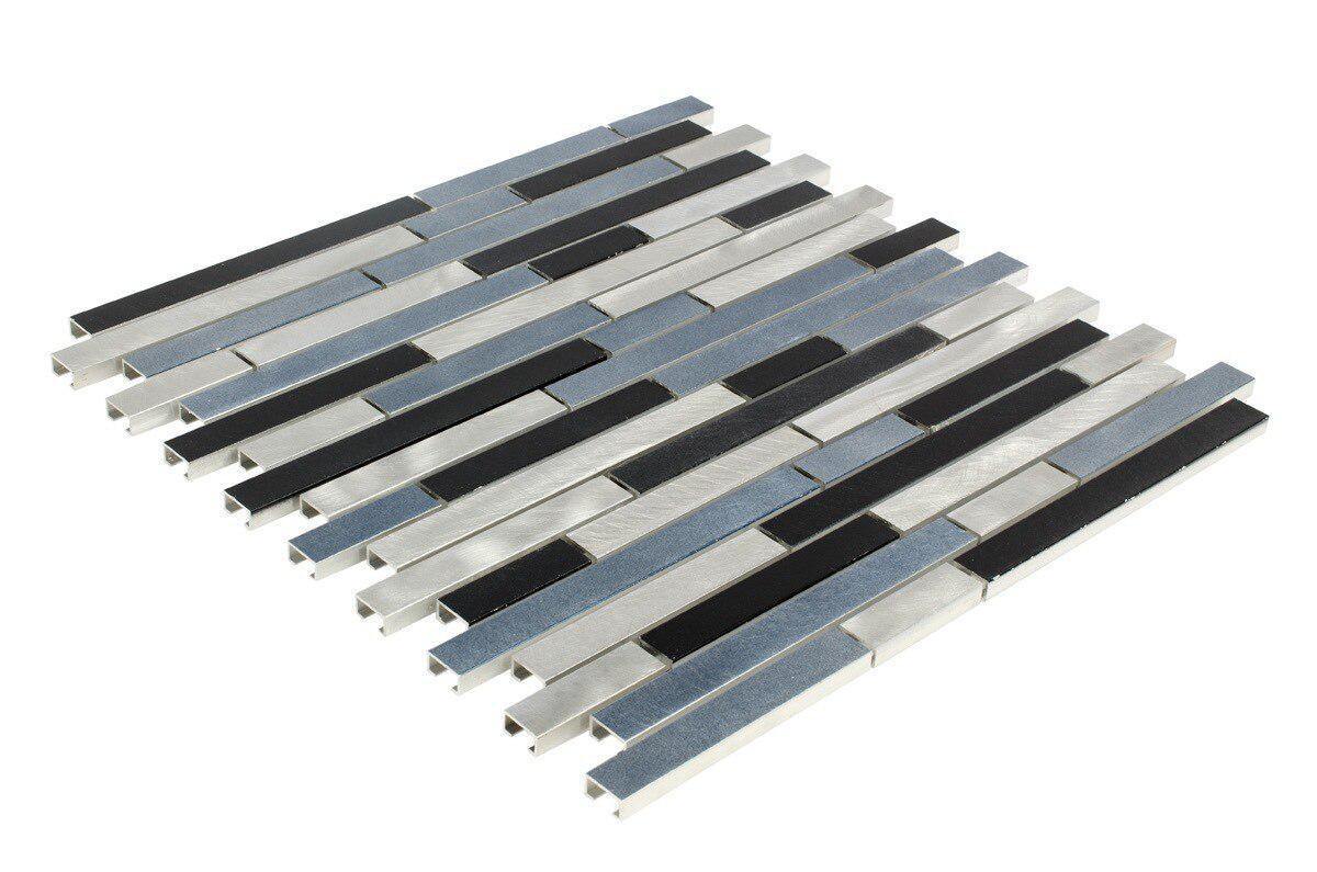 Aluminum Mosaic Tile Interlocking Black Mix