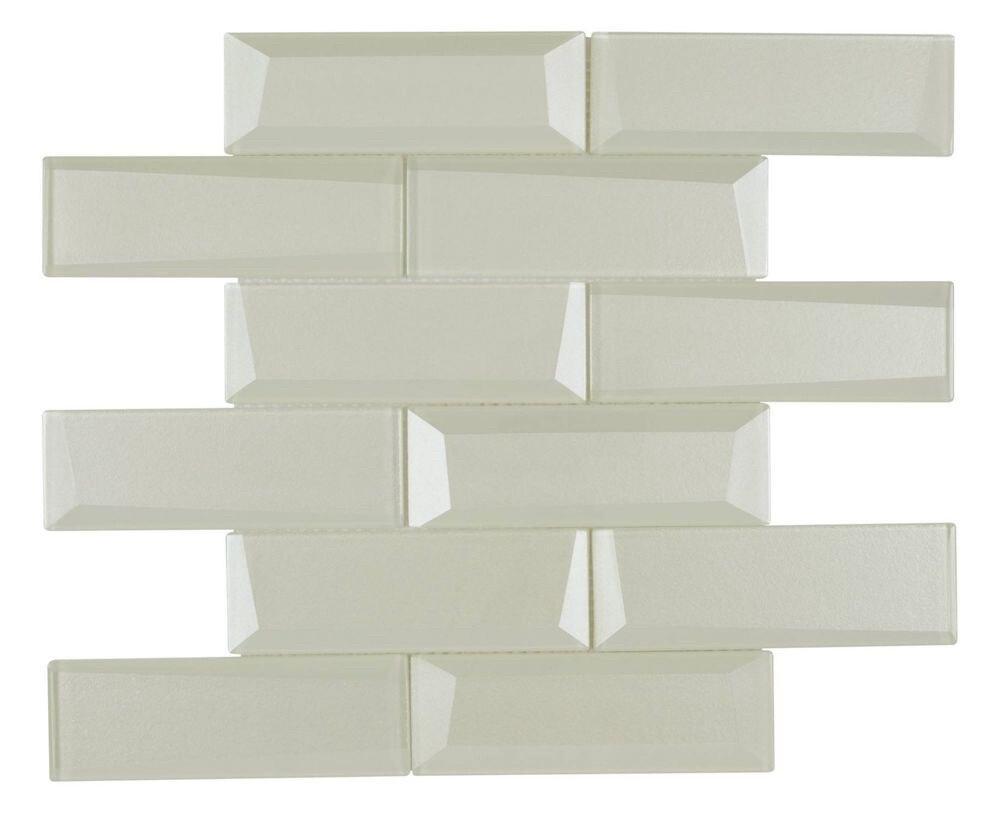 Glass Subway Tile Inverted 3D Champagne 2x6