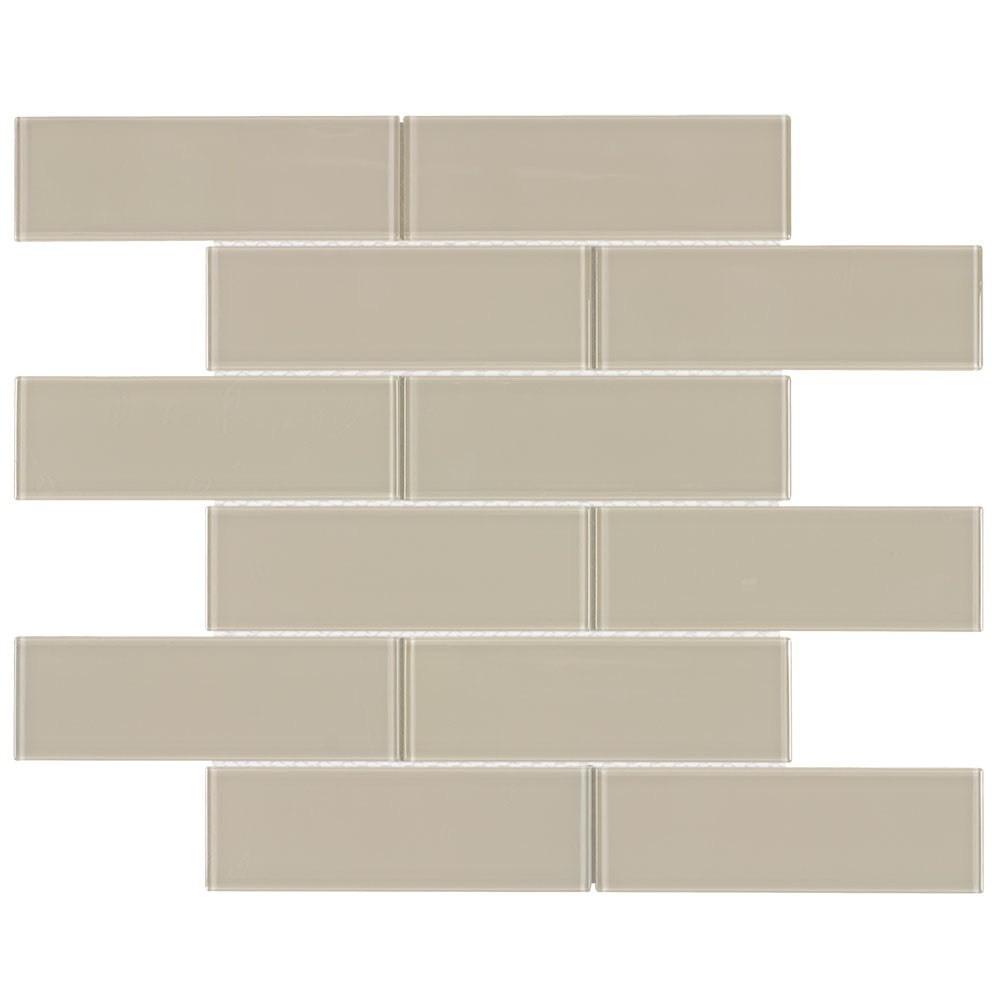 Glass Subway Tile Metropole Khaki 2x6