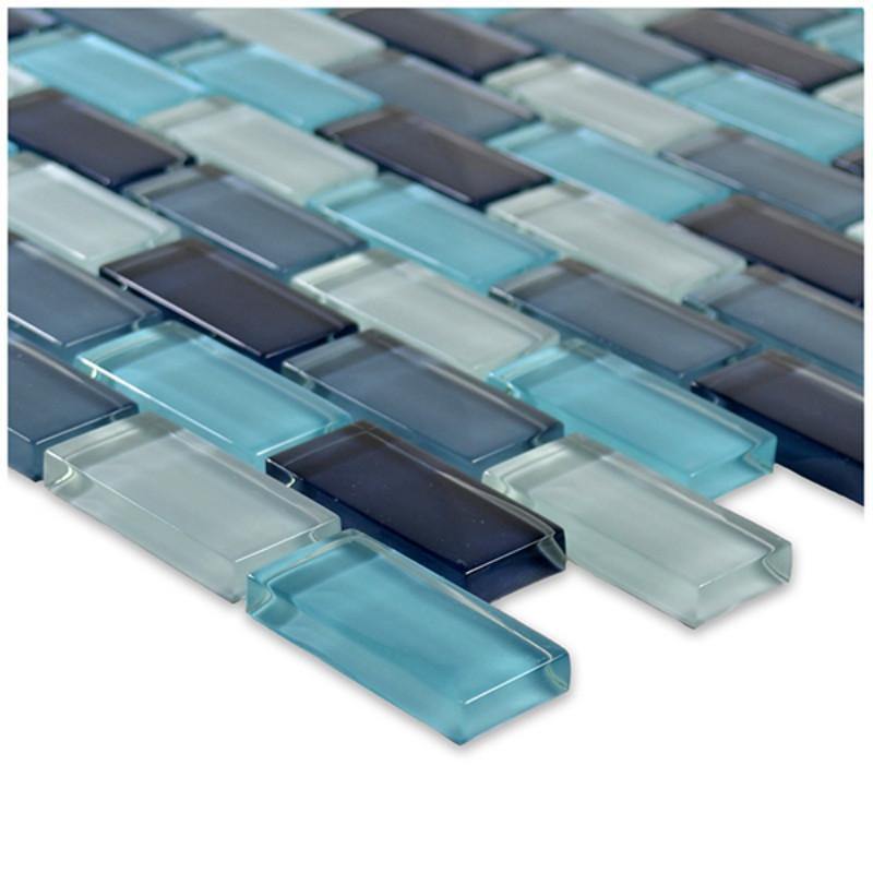 Glass Mosaic Tile Aquamarine Blend 1 x 2