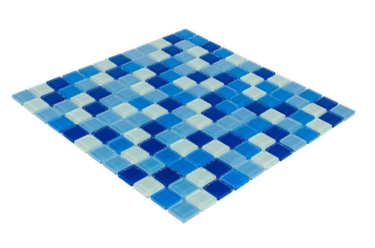 Glass Mosaic Tile Backsplash Blue Sky Blend 1x1