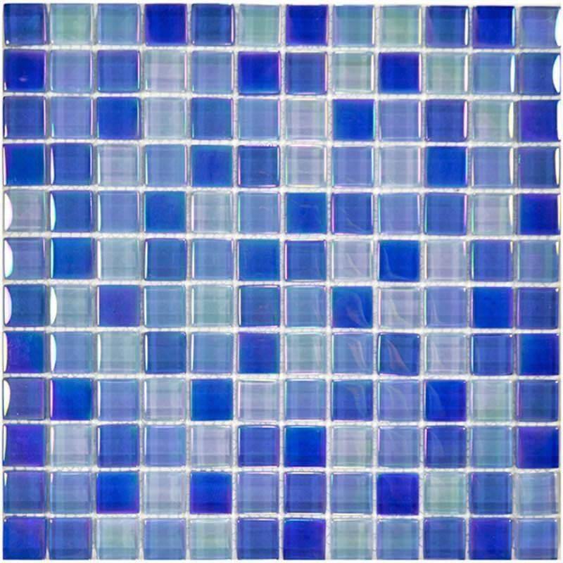 Glass Pool Tile Shimmer Navy Blue 1 x 1