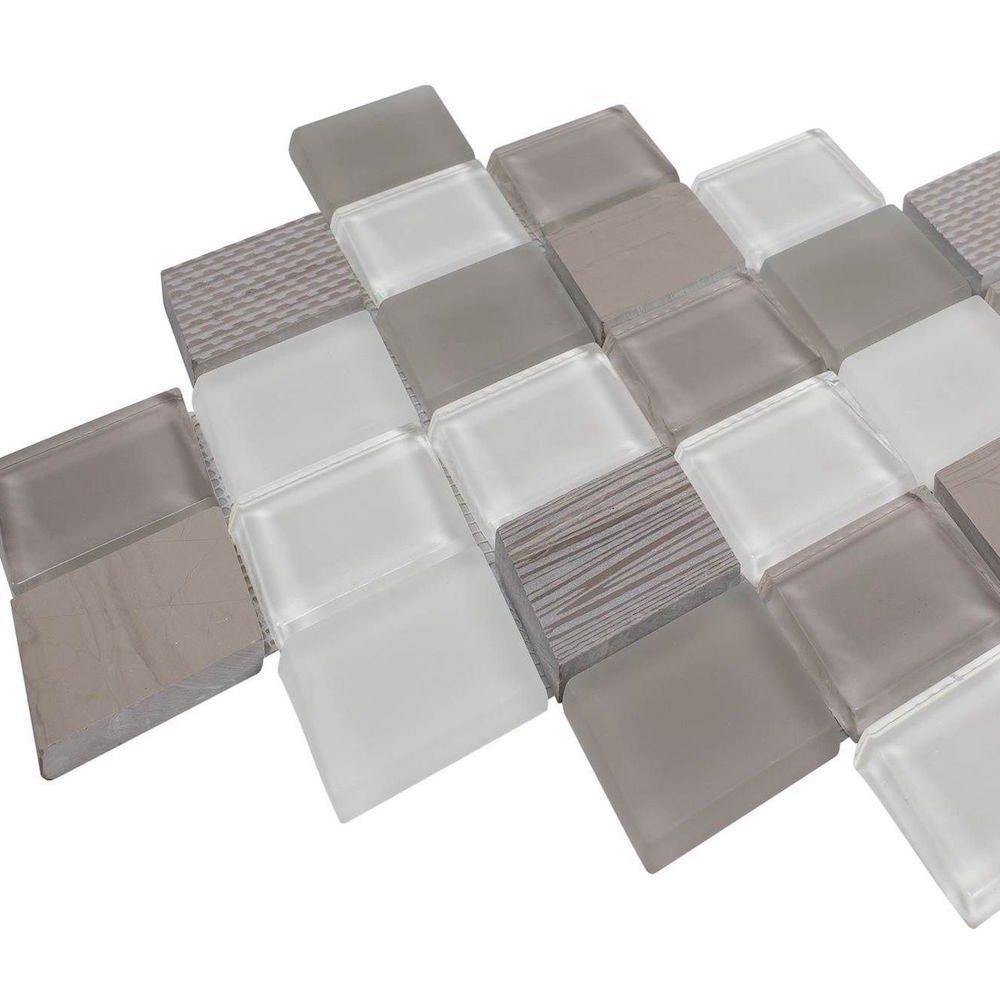 Diamond Haisa Dark Marble & Glass Tile