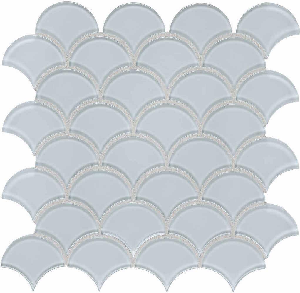 Glass Mosaic Tile Scallop Soft Blue