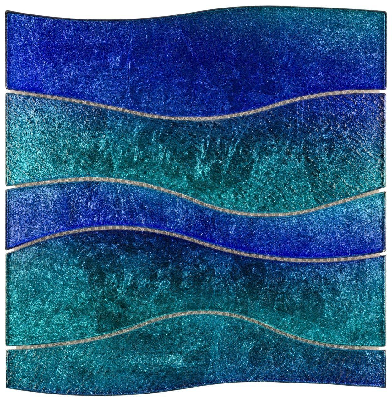 Glass Tile Wave Sparkling Blue Water