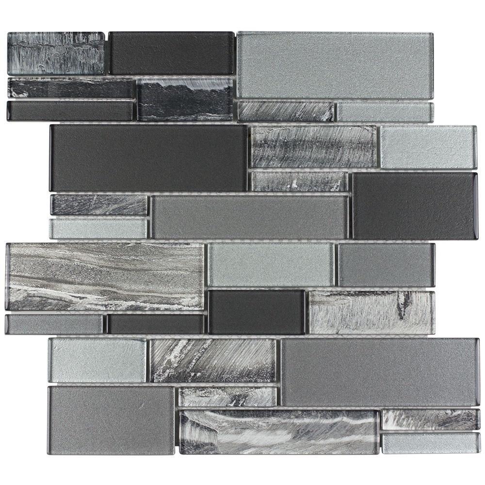 Glass Mosaic Wall Tile Onyx Graphite